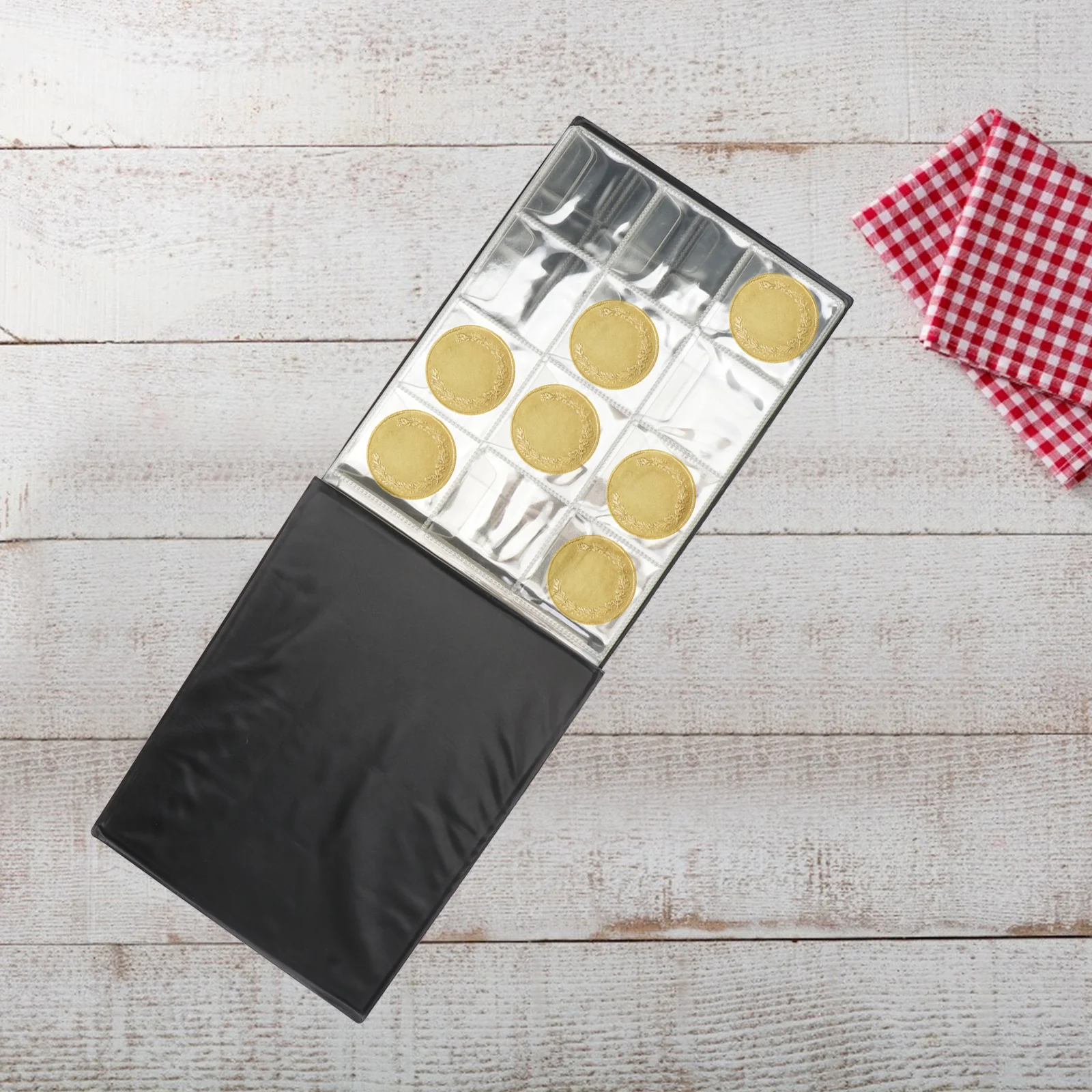 240 Coin Collectors Album Portable Black Coin Collection Book Transparent Pocket Holder Storage Display Suitable for Caps Tokens