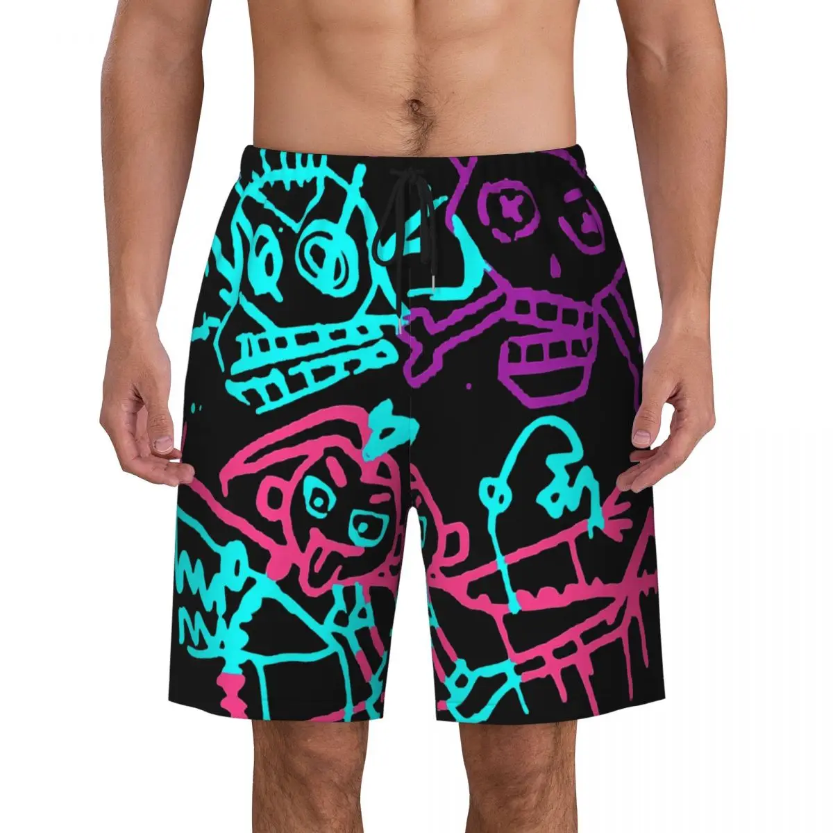 

Jinx Monkey Graffiti Print Men Swim Trunks Quick Dry Swimwear Beach Board Shorts League Battle Game Legends Arcane Boardshorts