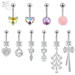 ZS 1PC 14G Stainless Steel Belly Ring for Women Girls Crystal Heart Belly Button Piercing 10mm Lizard Belly Button Ring  Jewelry
