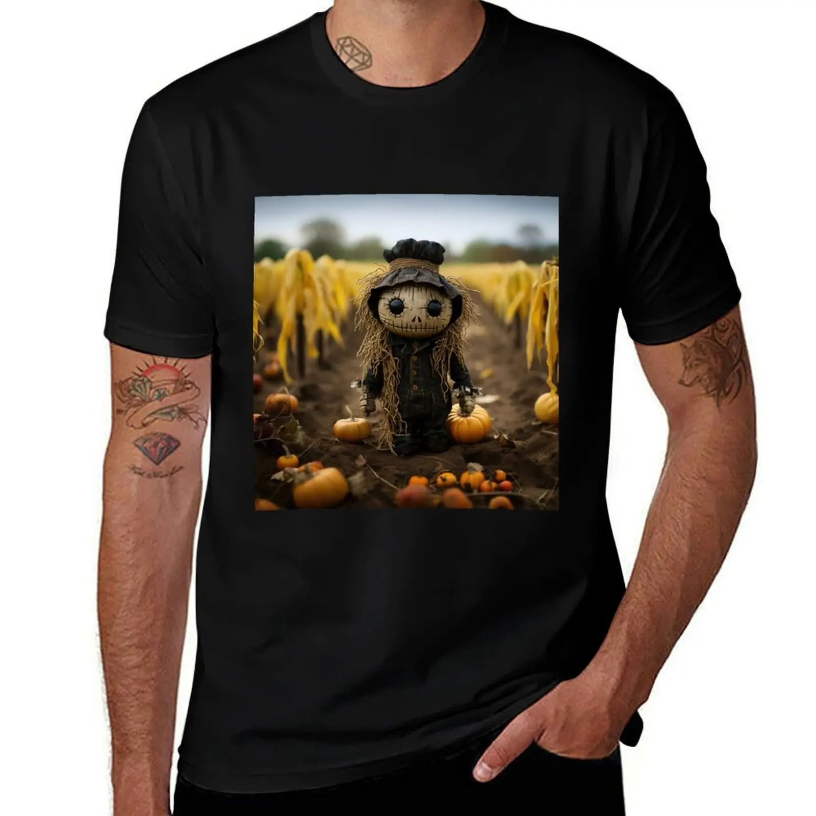 Scarecrow Puppet in Corn Field T-Shirt Work Wear Lightweight Tee T-Shirt