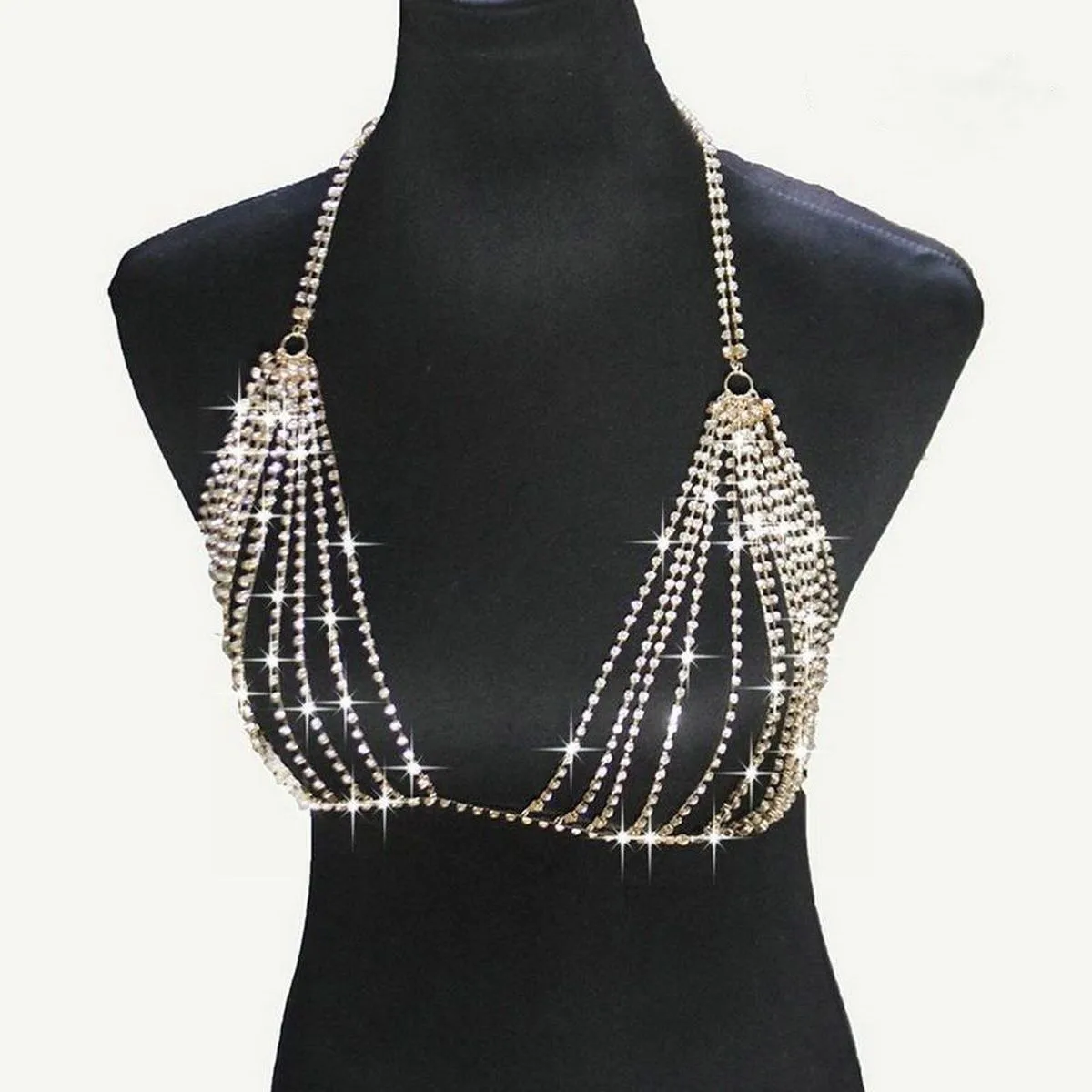 

Sexy crystal breast chain body chain, flash crystal claw crystal bikini jewelry, hot-selling body chain in Europe and America