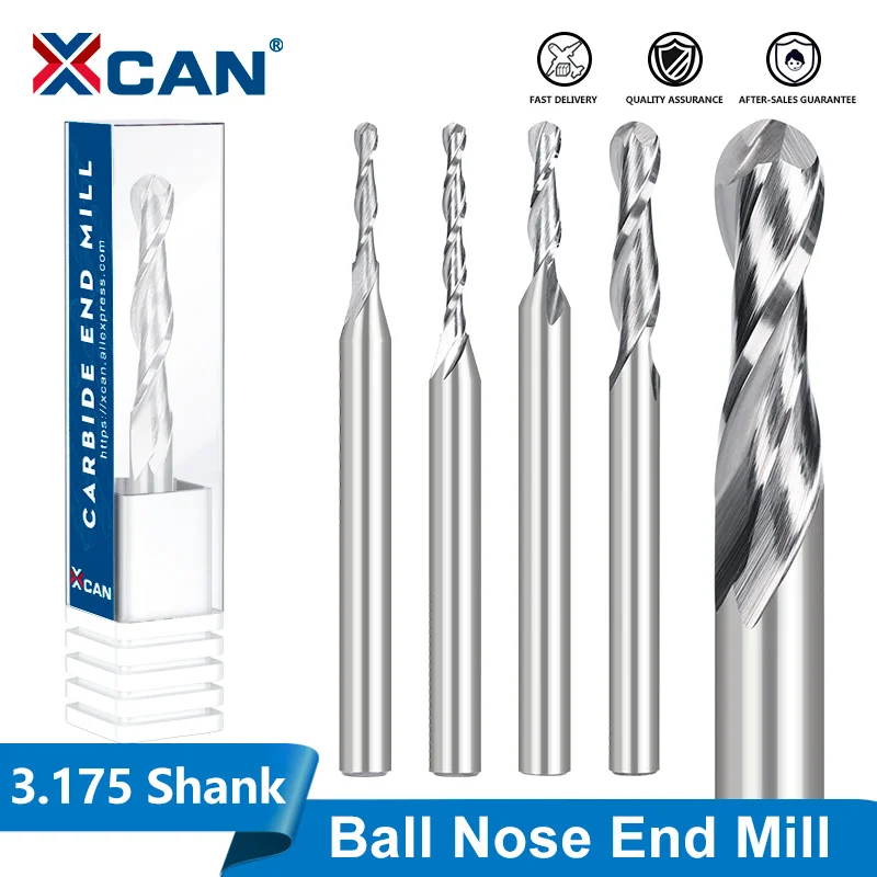XCAN 3.175 Shank Ball Nose frez 0.8-3.175mm średnica CNC frez frez węglikowy do obróbki drewna narzędzia do frezowania