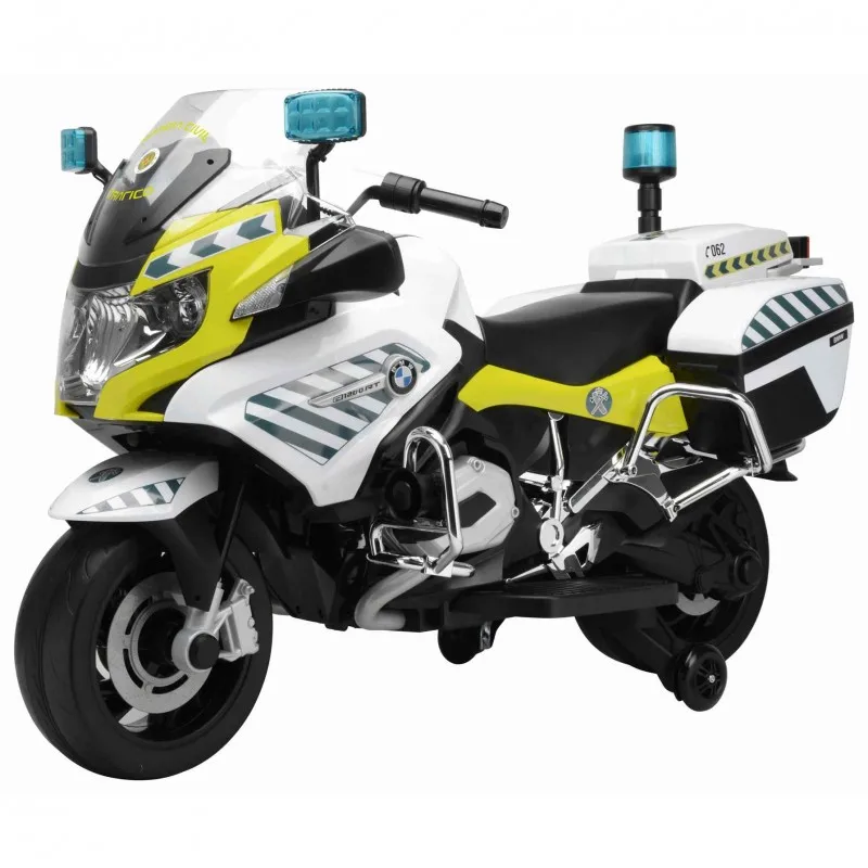 Traffic civilian guard motorcycle, electric motorcycle for children, with 12v battery, powerful motors, lights, sounds, sirens, logos