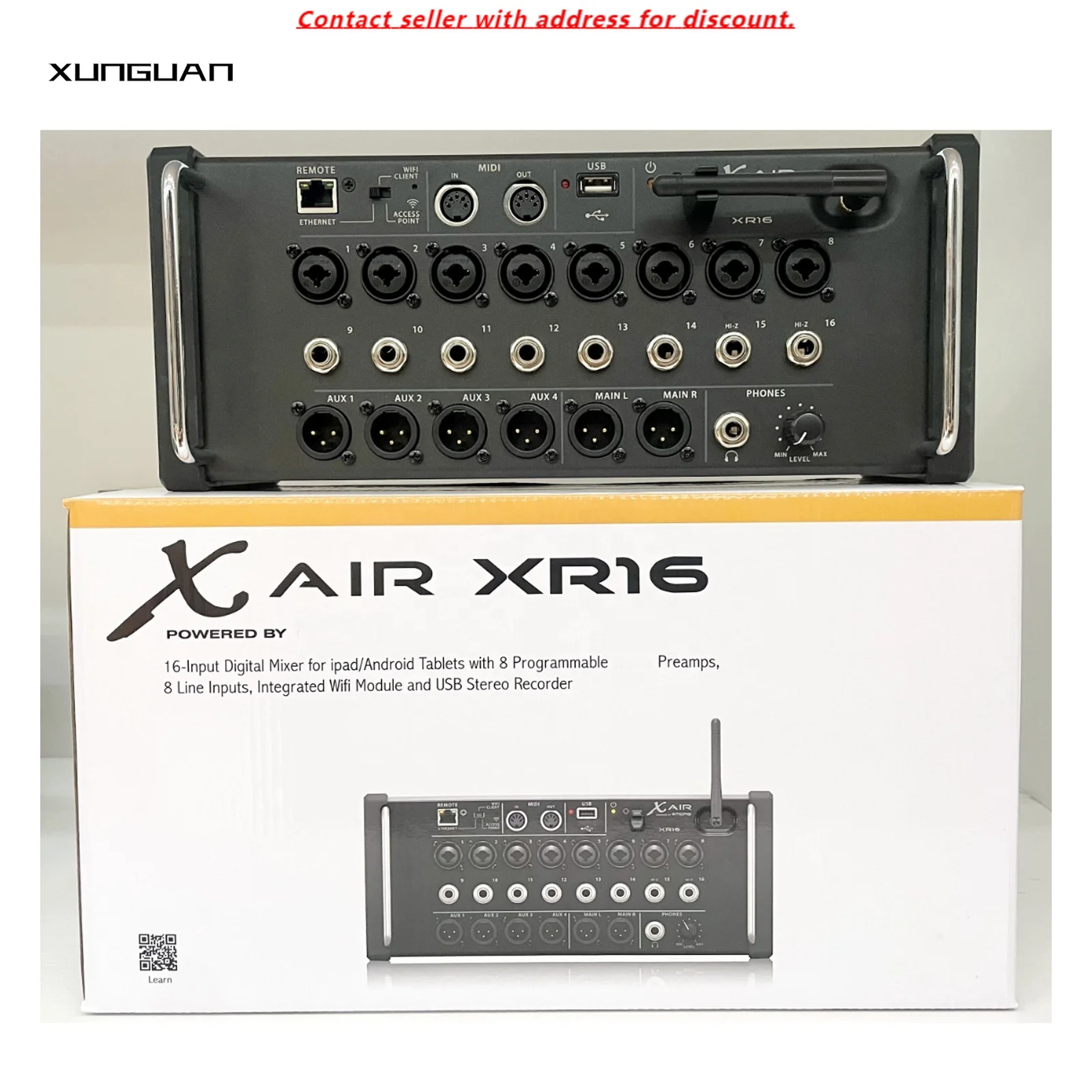 

XR16 Professional 16 Channel Digital Audio Console Mixer Sound System DJ Controller Integrated WiFi Module/USB Stereo Recorder