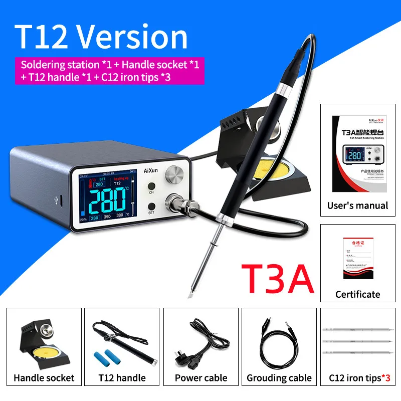 AIXUN T3A Intelligent Soldering Station With T12/T245/936 Handle Welding For SMD&BGA Repair Fast Heating 200W Remote Upgrad