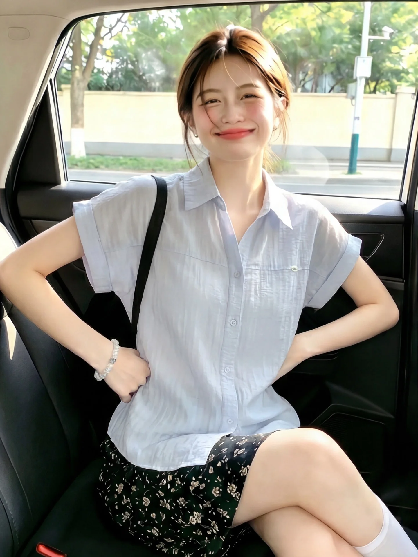 Korean Style Neck Short Sleeve Shirt Women's Summer Thin Casual Loose Open Cardigan Fashionable Breathable Skin-Friendly