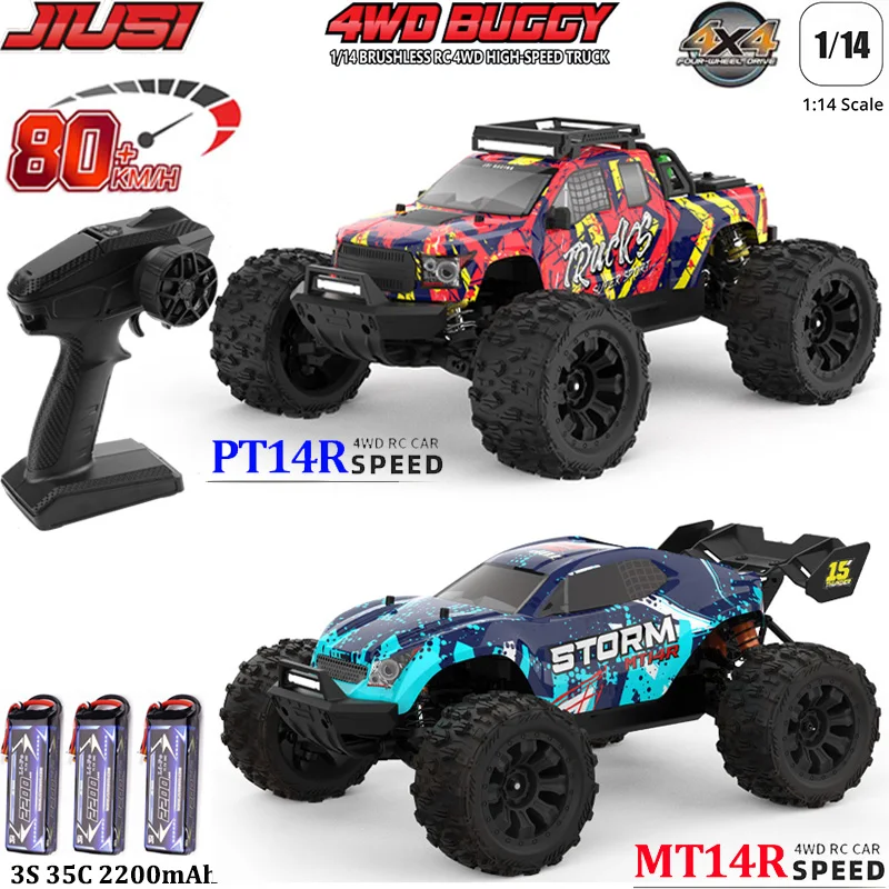 JIUSI PT14R / MT14R 1/14 RC Car 4WD 80KM/H Brushless 2.4G Remote Control Off-Road Drift Truck High Speed Racing Car Toy For Kids