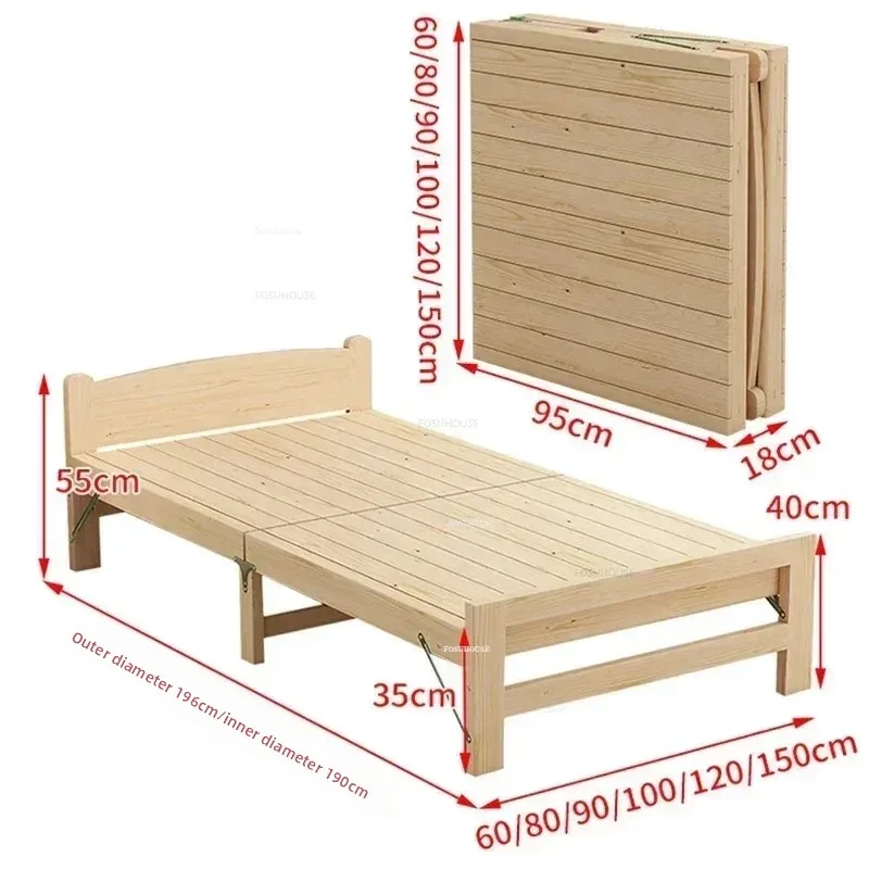 

Modern Folding Children's Beds Solid Wood Single Children Bed Rental Room Portable Lunch Break Bed Simple Children's Furniture L