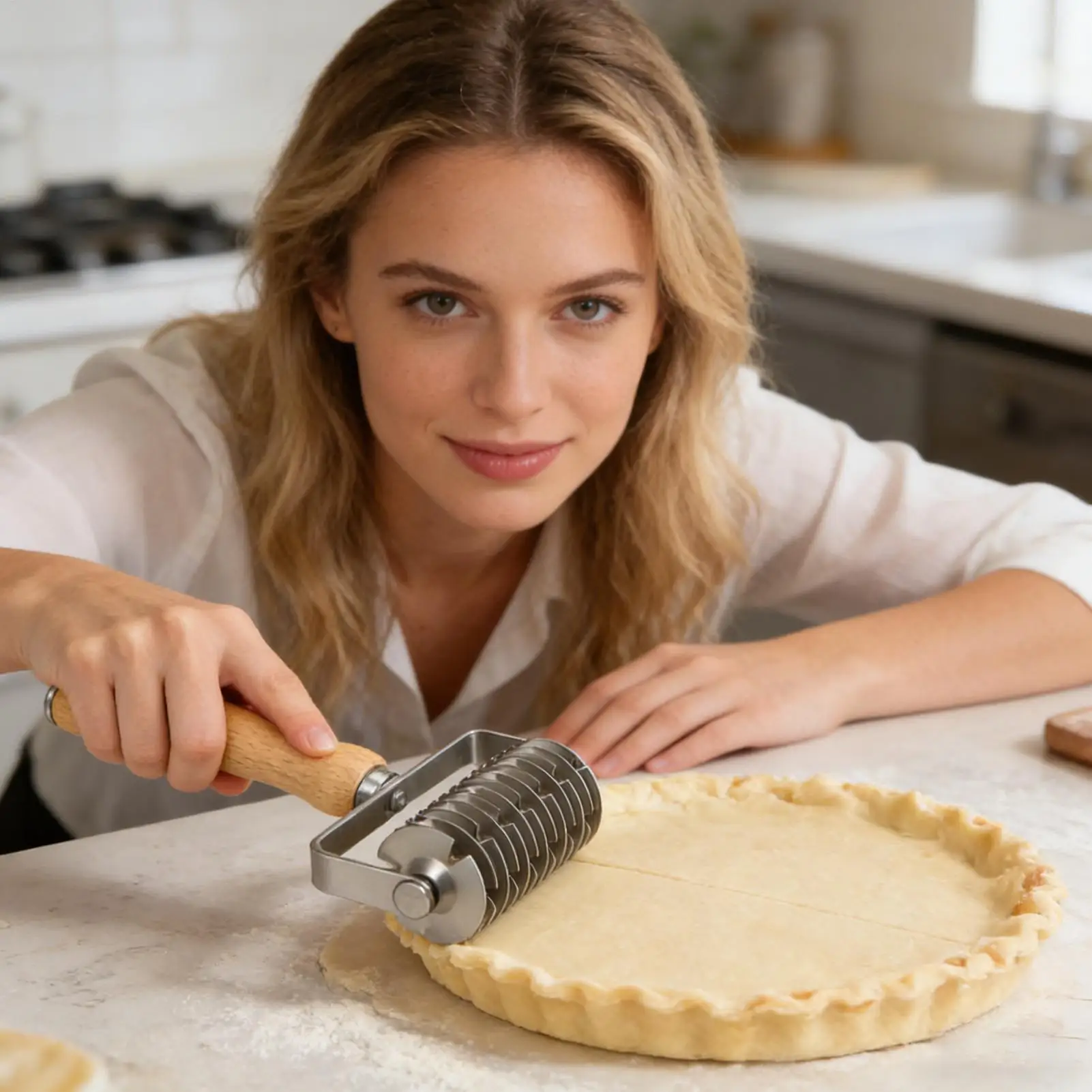 

Pie Dough Cutters Pizza Pie Slicer Tool With Wood Handle Pastry Cutter For Baking For Kitchen Restaurant Bakery Flour Cooking