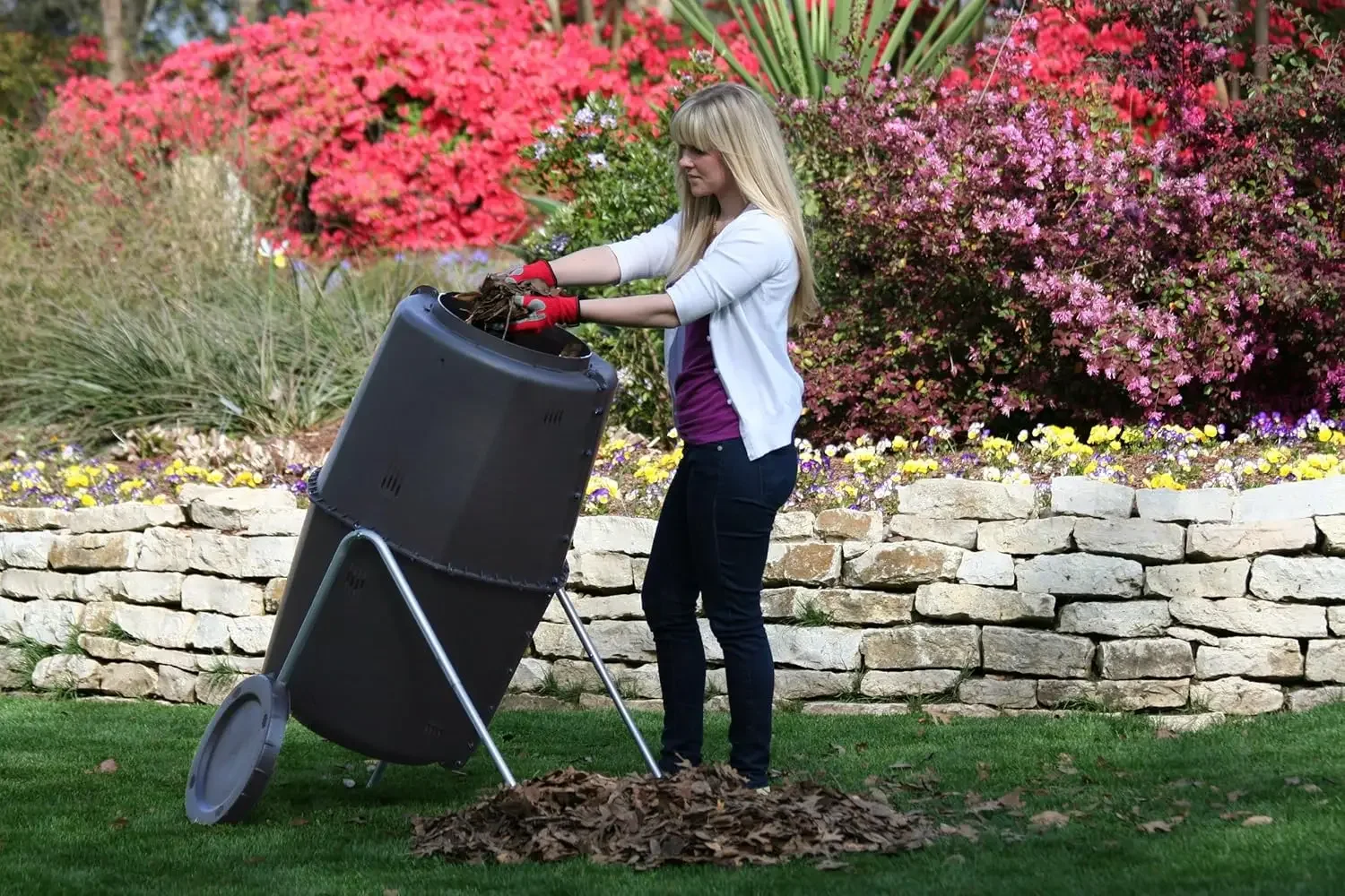 60 Gal. Bicchiere per compost da esterno Contenitore per compost da giardino rotante (nero)