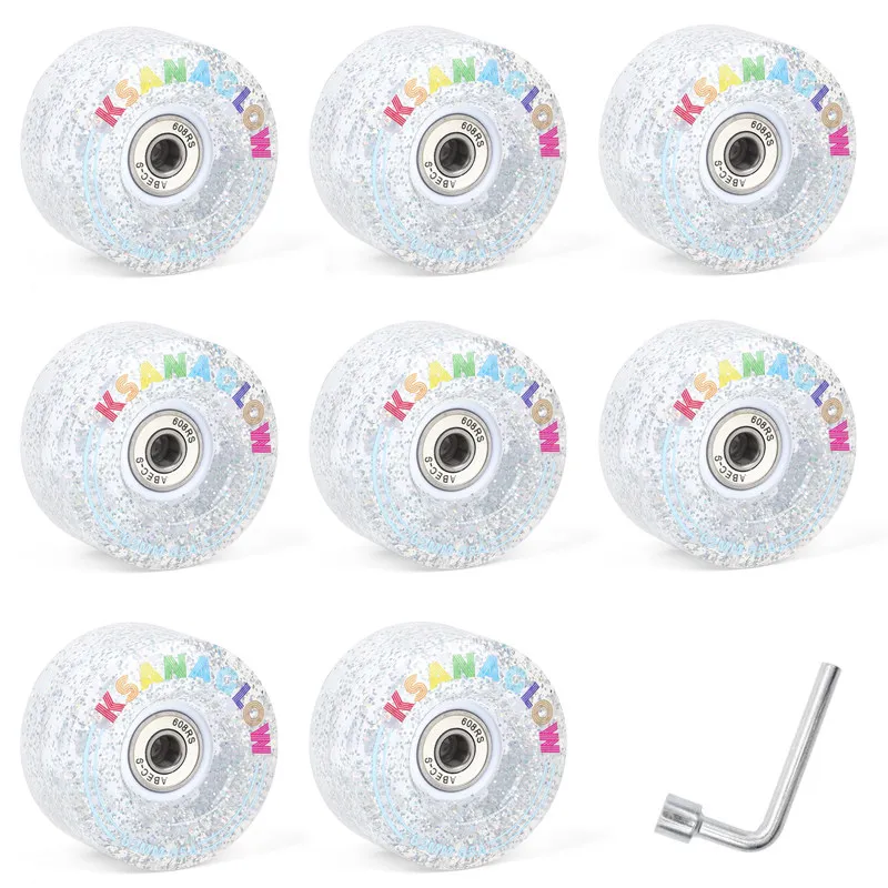 Double-row Roller Skates With Shiny Wheels Four-wheel Skating Shoes with Night-lit Wheels Universal Roller Skate Wheels