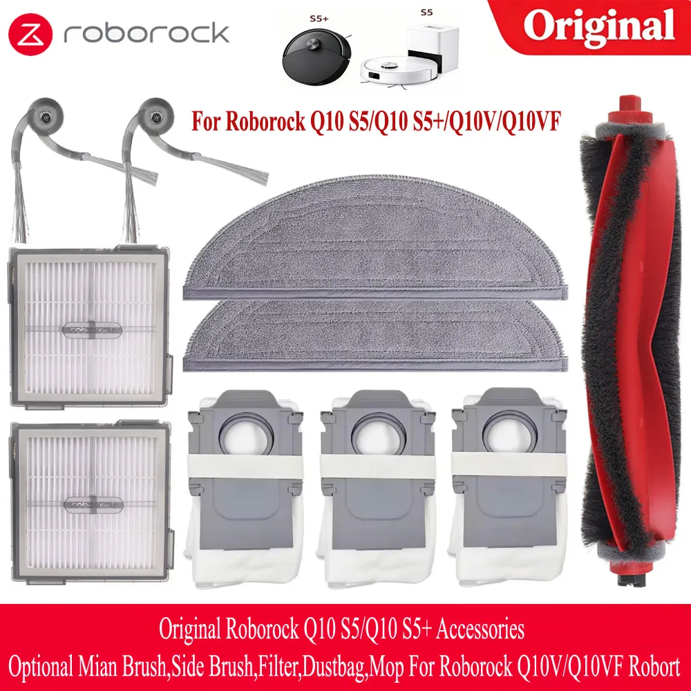 Original Roborock Q10 S5 / Q10 S5+ Accessories Optional Mian Brush,Side Brush,Filter,Dustbag,MopFor Roborock Q10V/Q10VF Robort