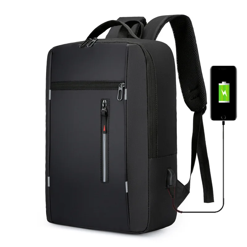 Mochila impermeável de negócios para homens, mochila USB, faixa reflexiva, grande capacidade, mochila para laptop, 15,6\