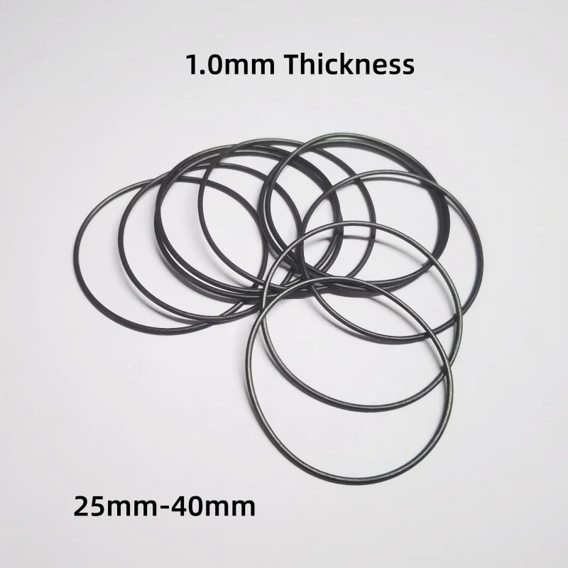 10PCS Black Waterproof Caseback Gasket 1.0mm Thick O-Ring 25mm-40mm Diameter Watch Repair Parts for Watchmaker