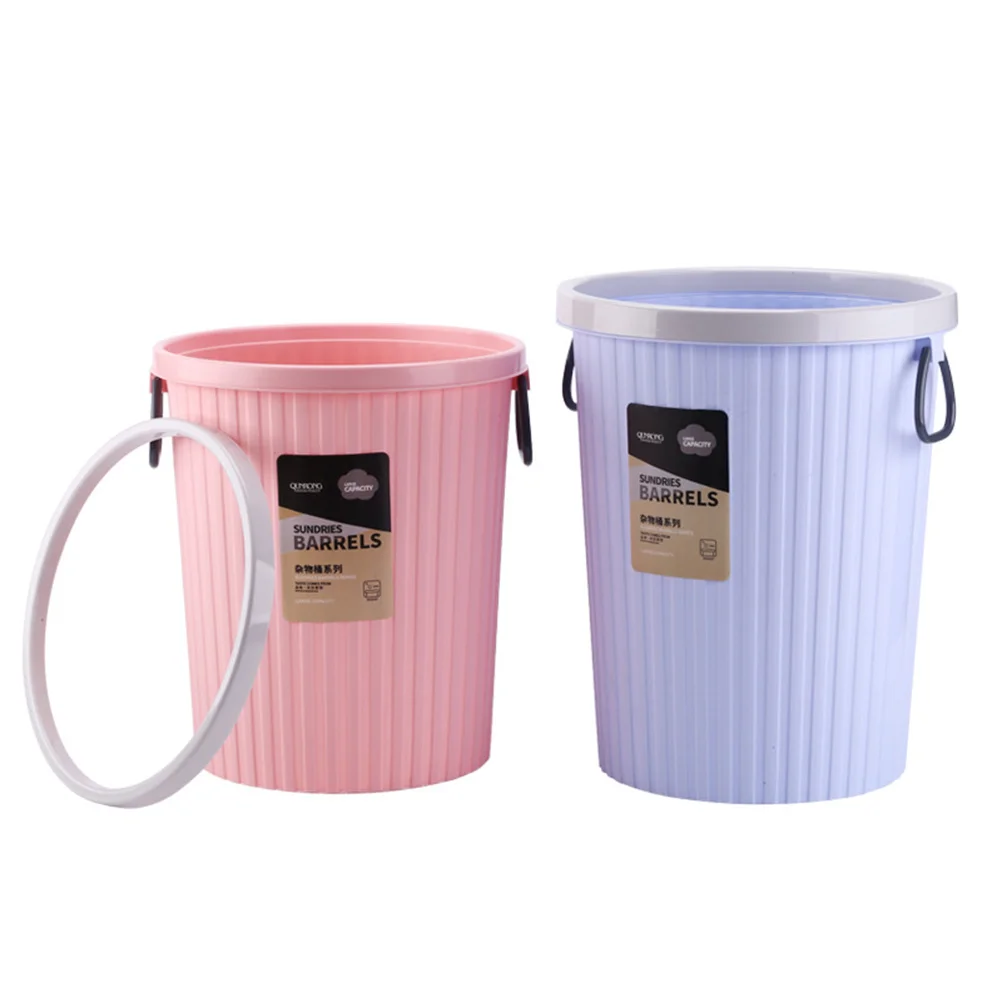 

Round Plastic Kitchen Trash Can S Size Blue With Pressing Circle For Garbage Bag Fixation Waste Paper Basket Garbage Container