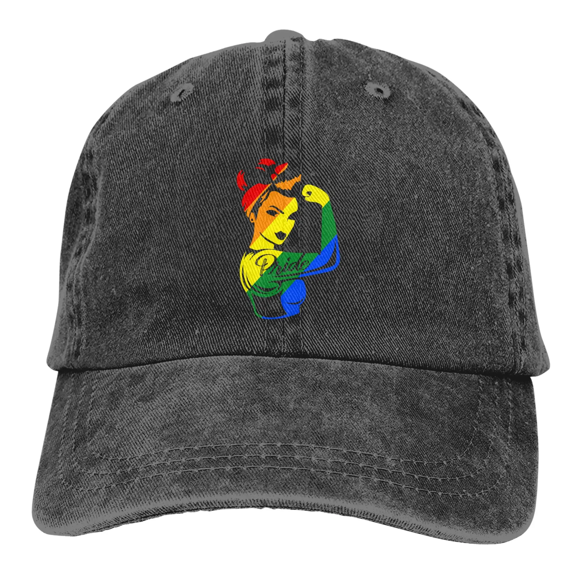 

Pride Rainbow Women Adjustable Baseball Denim Cap for Men Women Travel Outdoor Snapback Hat One Size Print
