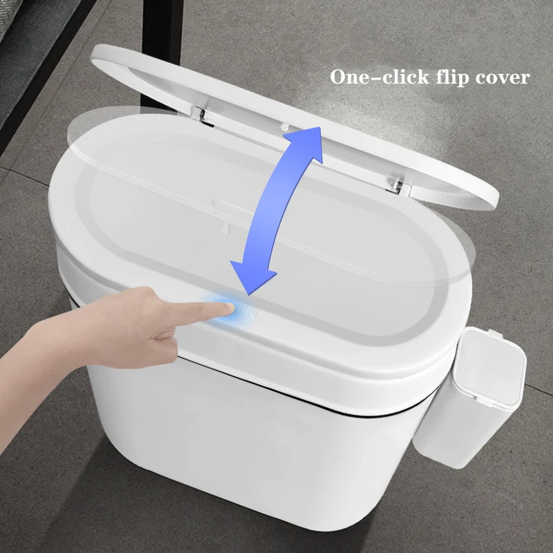 Home Storage Bin Simple Press-Type Trash Can Bedroom Living Room Classification Trash Can Kitchen Bathroom Garbage Can with Lid