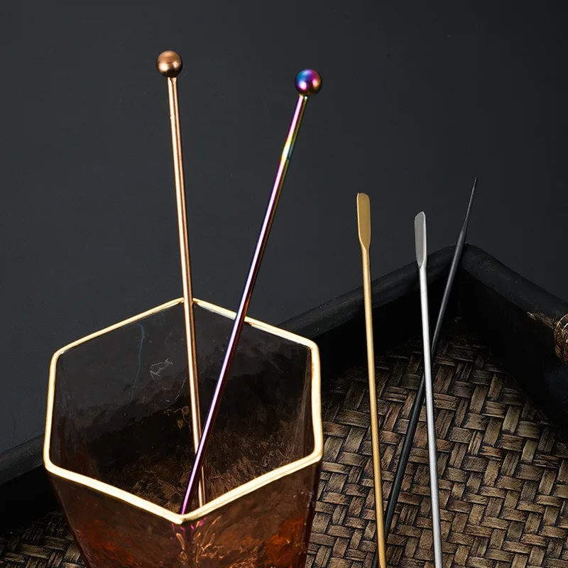 

18.8cm Drink Stirrers Ball Peen Stirring Stick Stainless Stir Cocktail Stirring Annulus Bar Tools Gold/Silver Long Mixer