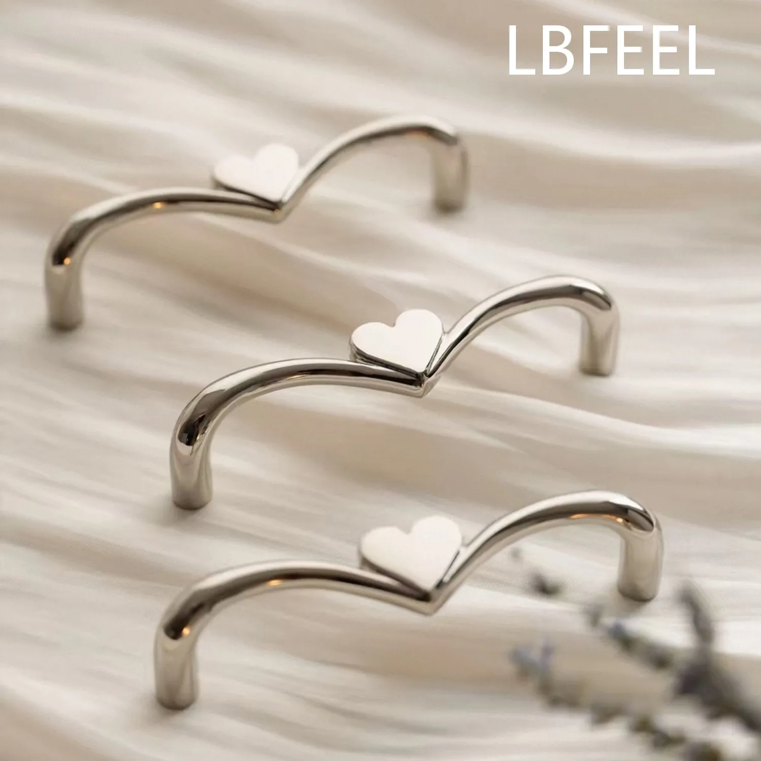 Unique Heart Drawer Handles Titanium Silver Dresser Pulls Furniture Handles Kitchen Cabinet Pulls Bedroom Wardrobe Handle LBFEEL