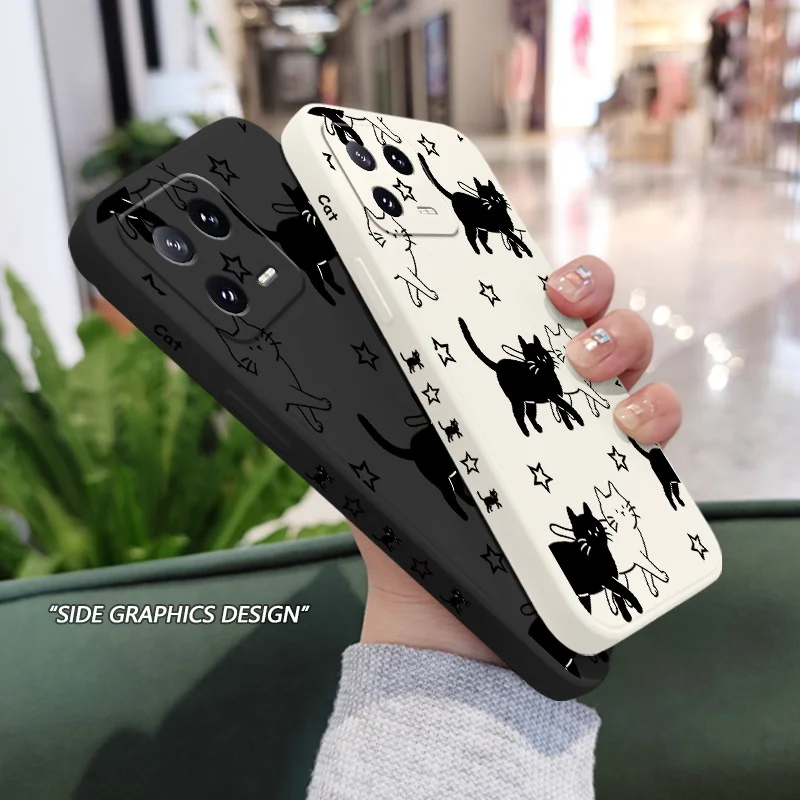 

Star Cute Cat Phone Case For Xiaomi 17 Mi 15 15T 14 14T 13 13T 12 12X 12T 12S 11 11T 10 10T 9 9T Pro Lite Liquid Silicone Cover