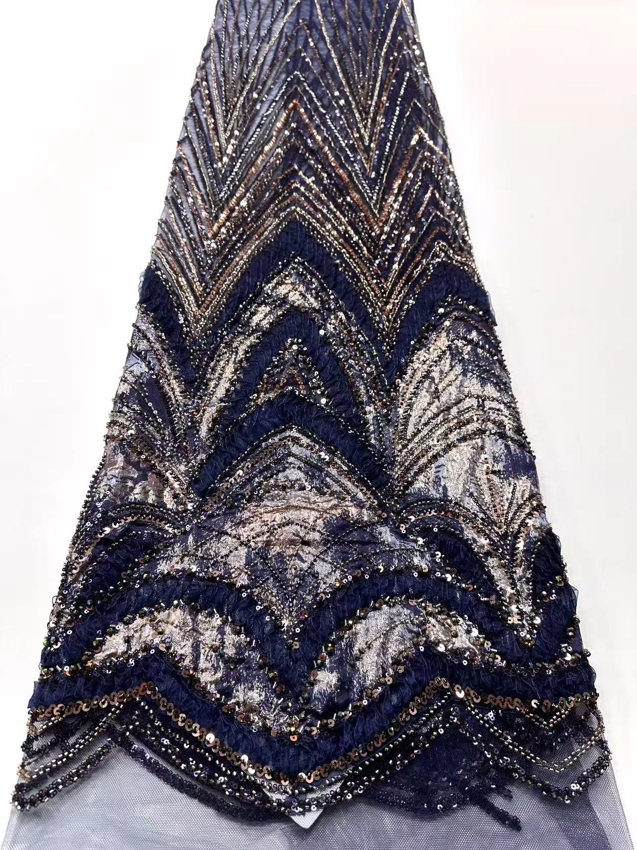 Nigerian Beaded Embroidery Lace High Quality French Net Sequins Tulle African Lace Fabric for Luxury Wedding Party Women SZ1941