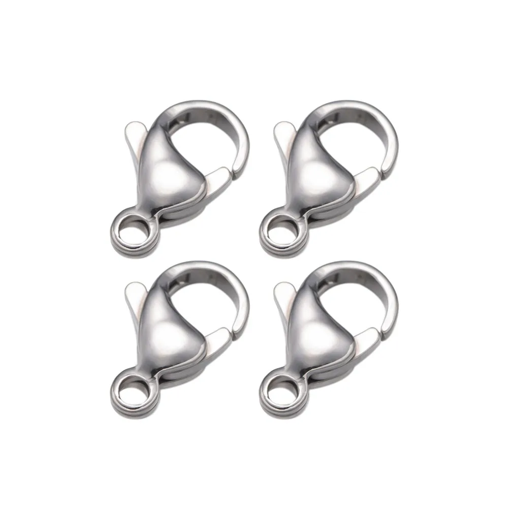 100Pcs 9/10/11/12/13mm Stainless Steel Lobster Clasps Hooks Connector For DIY Necklace Bracelet Chain Jewelry Findings Materials