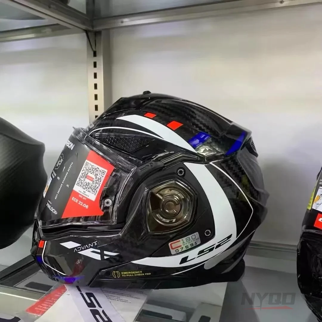 

LS2 FF901 Advant X Carbon Fiber Valiant Flip up 180° Rotating Double Lens Sun Visor Capacete Casco Casque Motorcycle Helmet