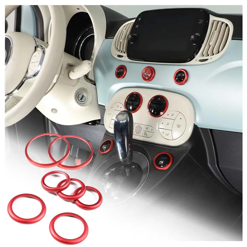 Anneau décoratif de levage de verre en alliage d'aluminium, Double Flash, accessoires d'intérieur de voiture, pour Fiat 500/pour Abarth 500 2010 – 2022