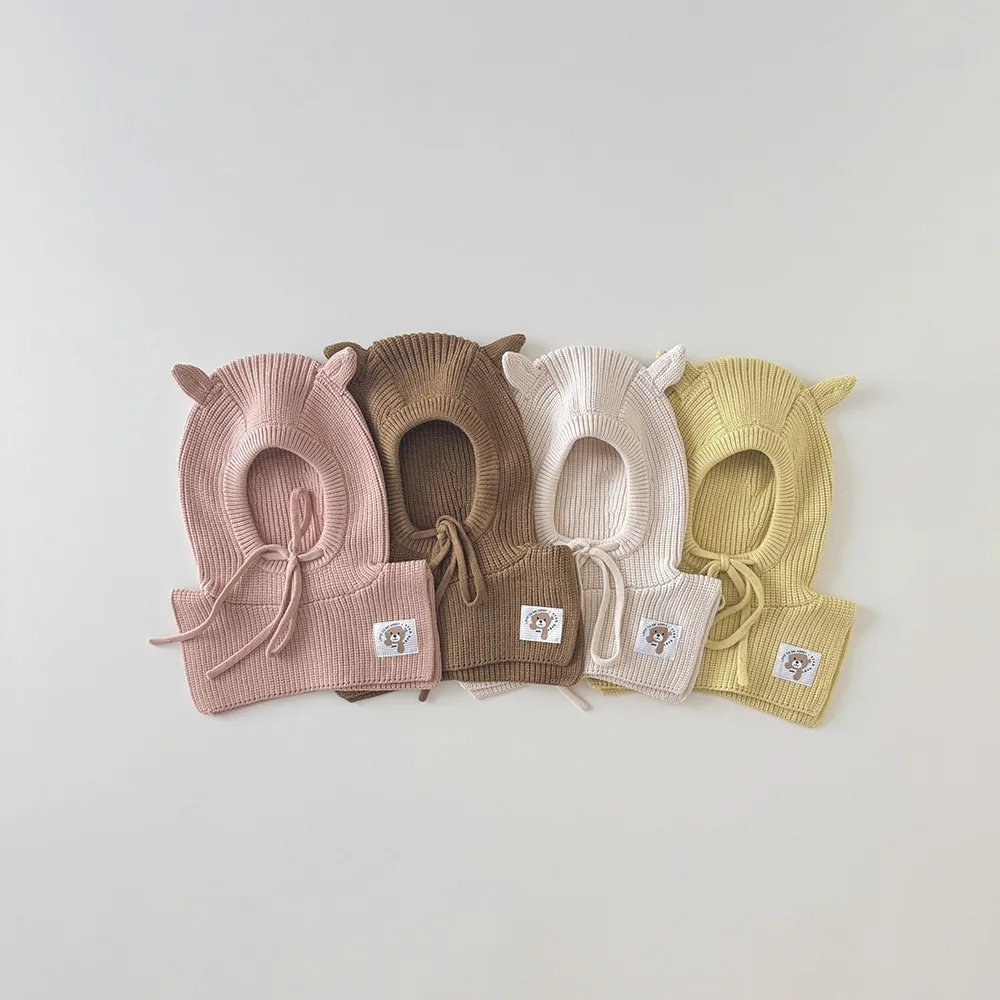 New Children's Hat Scarf Integrated Hat Autumn Winter Boys Girls Ear Hat Windproof Warm Baby Wool Caps