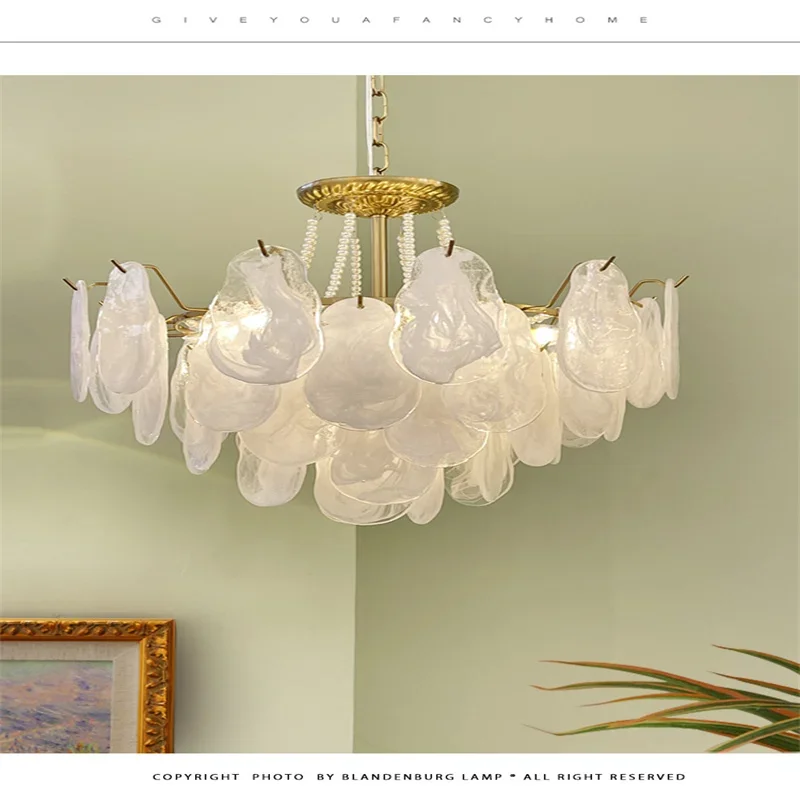 الشمال الإبداعية سحابة اللؤلؤ الثريا مصمم نمط الفرنسية ضوء الفاخرة الزجاج الإضاءة الفن موضة غرفة نوم ماستر الخفيفة