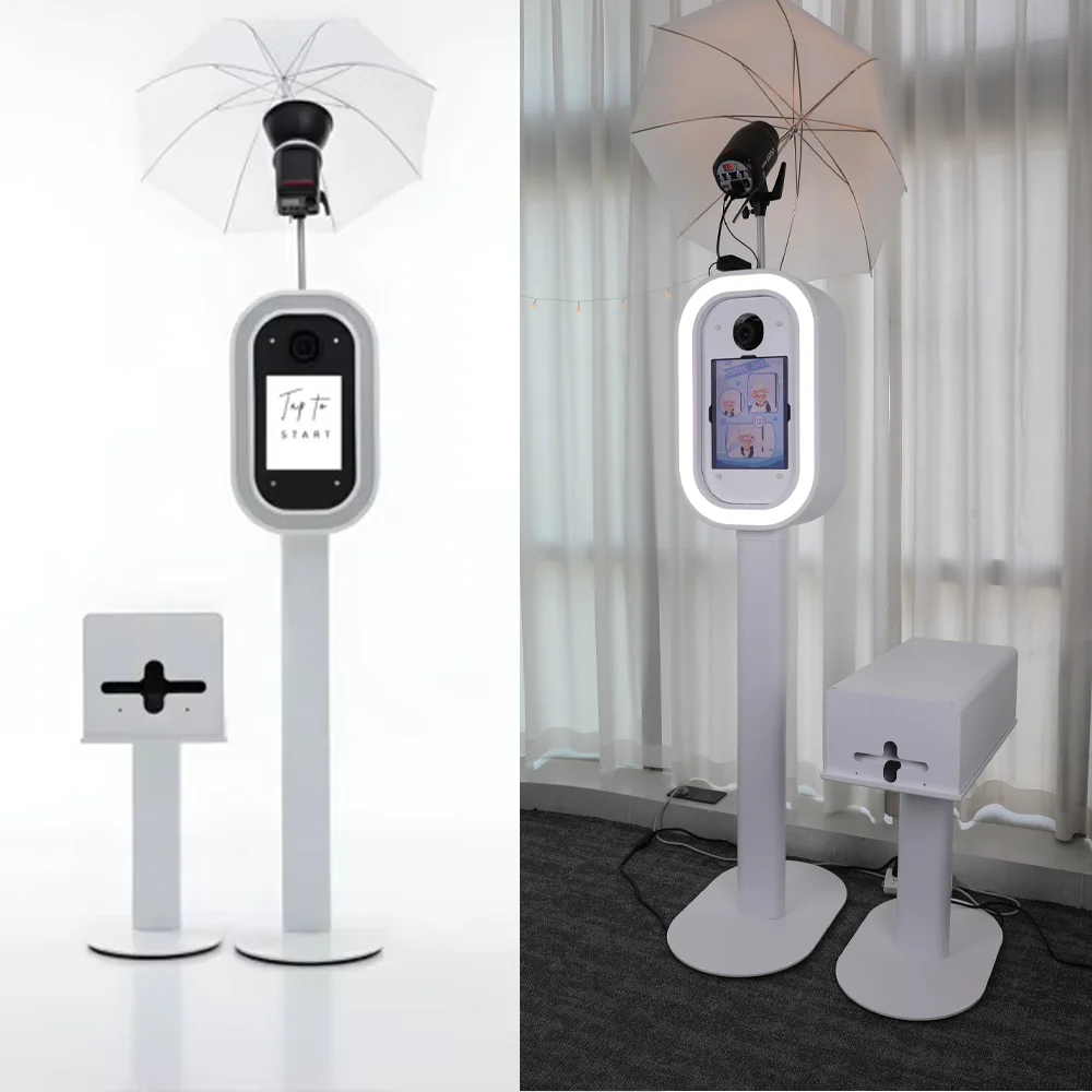 Glam Event Dslr Photobooth Machine Premium Oval 10.9/12.9/13 inch iPad Dslr Photo Booth with Flight Case for Wedding Rental