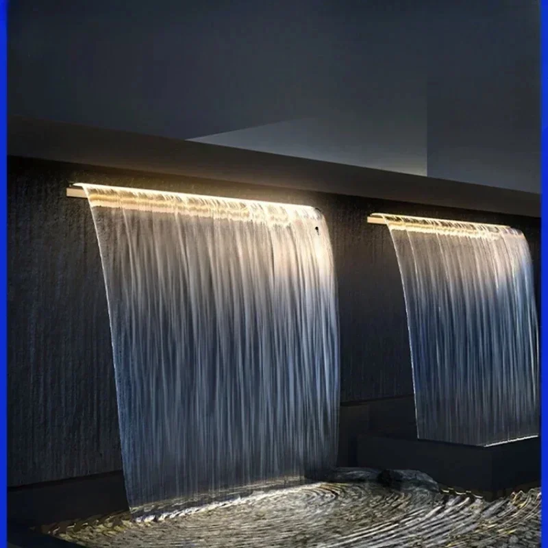 A  Stainless Steel Waterfall Outlet Courtyard Rockery Water Curtain Bath Curtain Flow Sink Wall Fountain