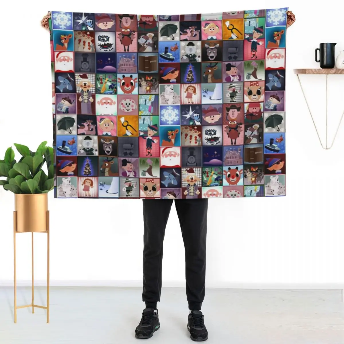 Rudolph Squares Throw Blanket Soft Beds Soft Plush Plaid decorative For Baby Blankets For Bed Moving Blankets