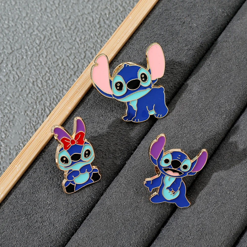 

Stitch Bowknot Enamel Pin Badges Cute Cartoon Lapel Brooches Kids Fashion Accessory Collection Gift Idea