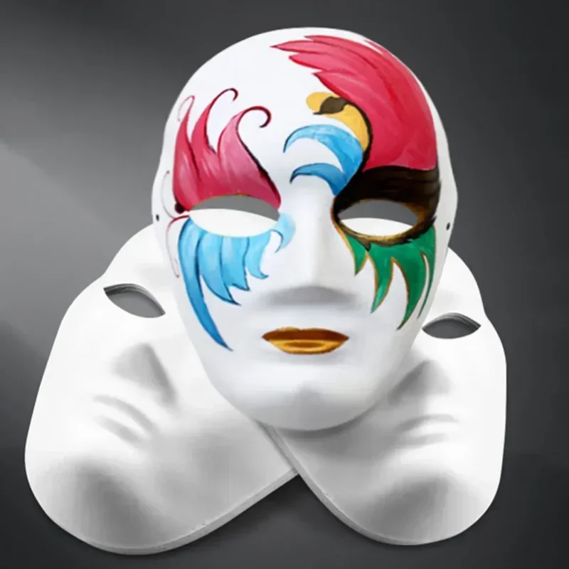 Máscara de pintura de papel em branco DIY, máscaras brancas, fantasias de Halloween, dança fantasma cosplay masque festa, homens e mulheres, 3pcs