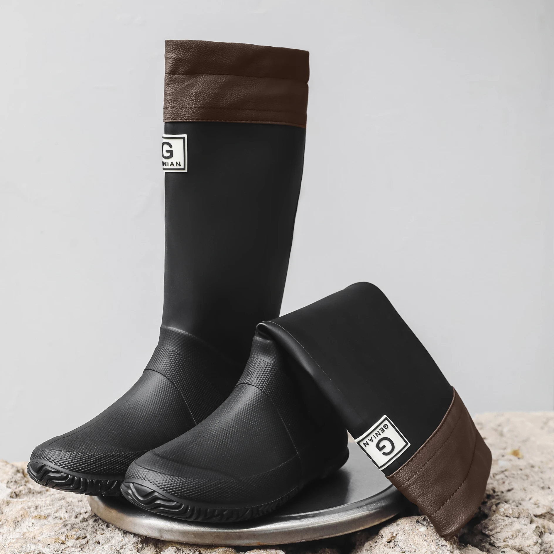 

Сверхлегкие удобные мужские походные резиновые сапоги на мягкой подошве Water oes с высокой трубкой, складные водные ботинки с завязками на рта Wading oes