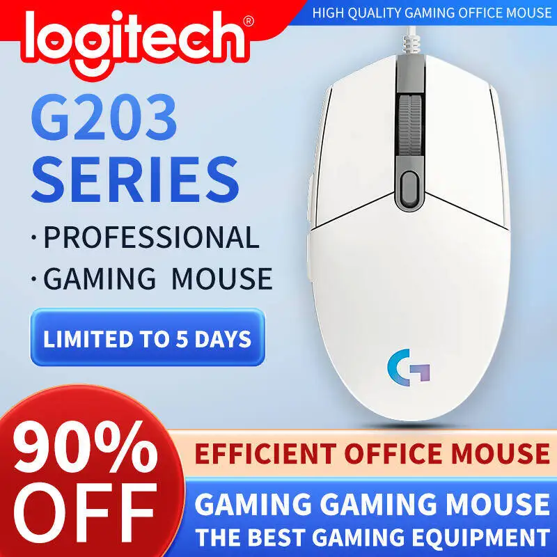 ماوس ألعاب احترافي من لوجيتك G203 مع استجابة حساسة وتصميم مريح للرياضات الإلكترونية