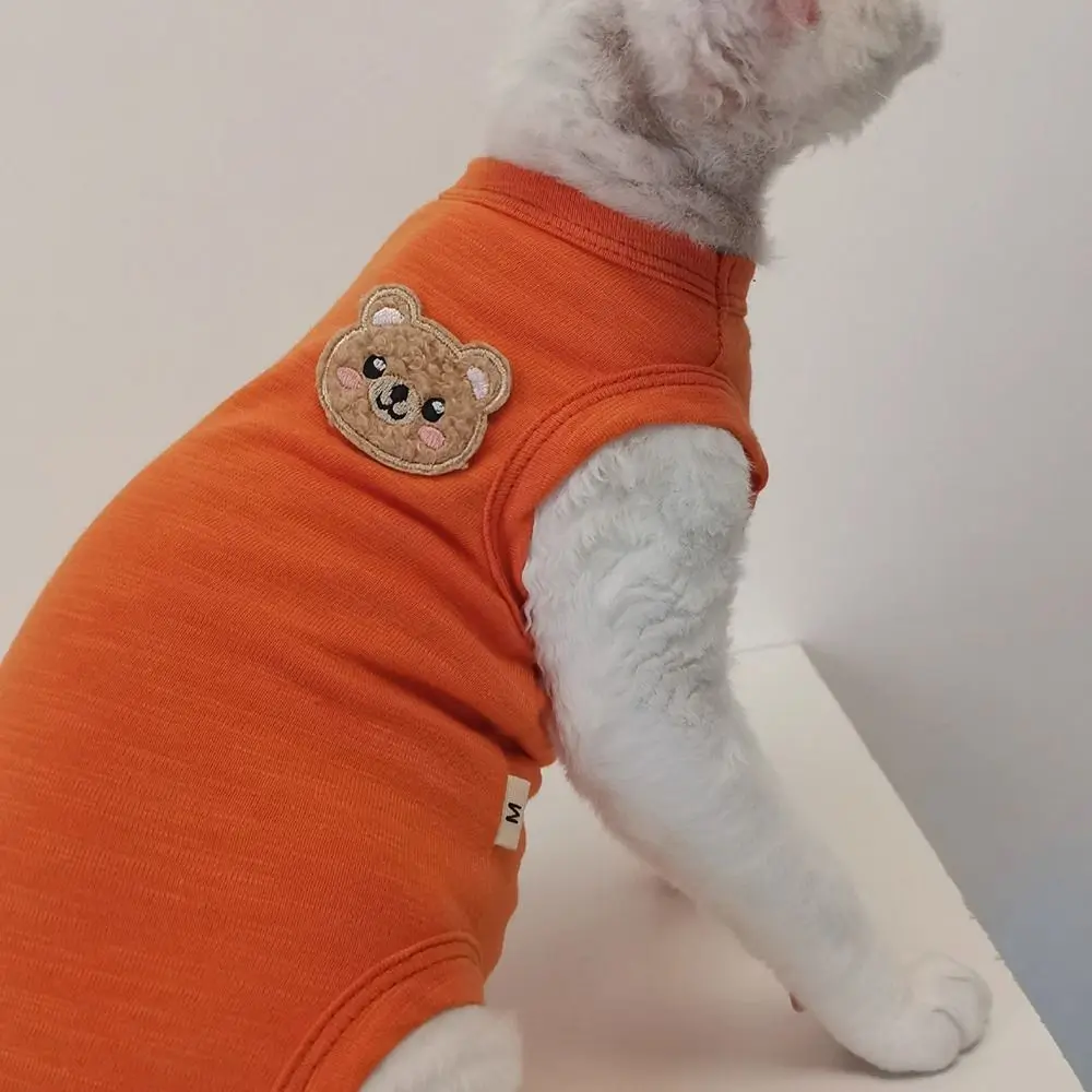 Breathable Sphynx Cat Clothes Daily Wear Sleeveless Cotton Kitten Shirt Four Legged Clothes Comfortable Pets Round Collar Vest