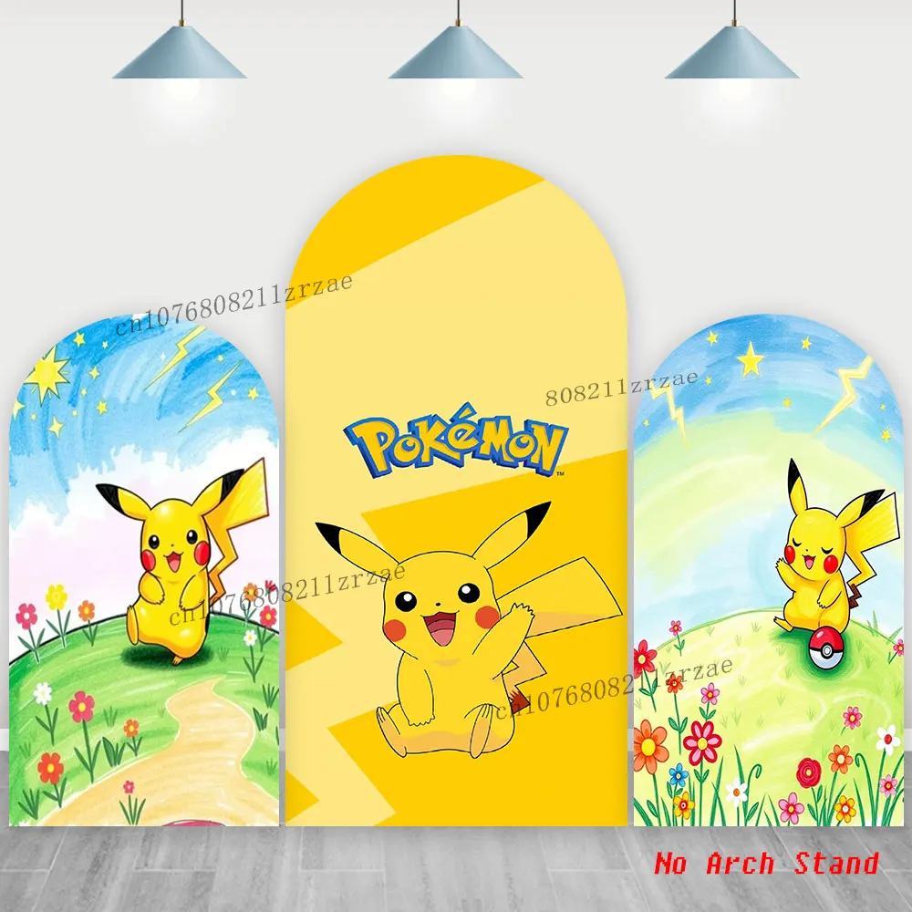 ポケモンアーチ背景子供男の子誕生日パーティーピカチュウかわいい装飾モンスターボールベビーシャワーバナー背景壁写真ポスター