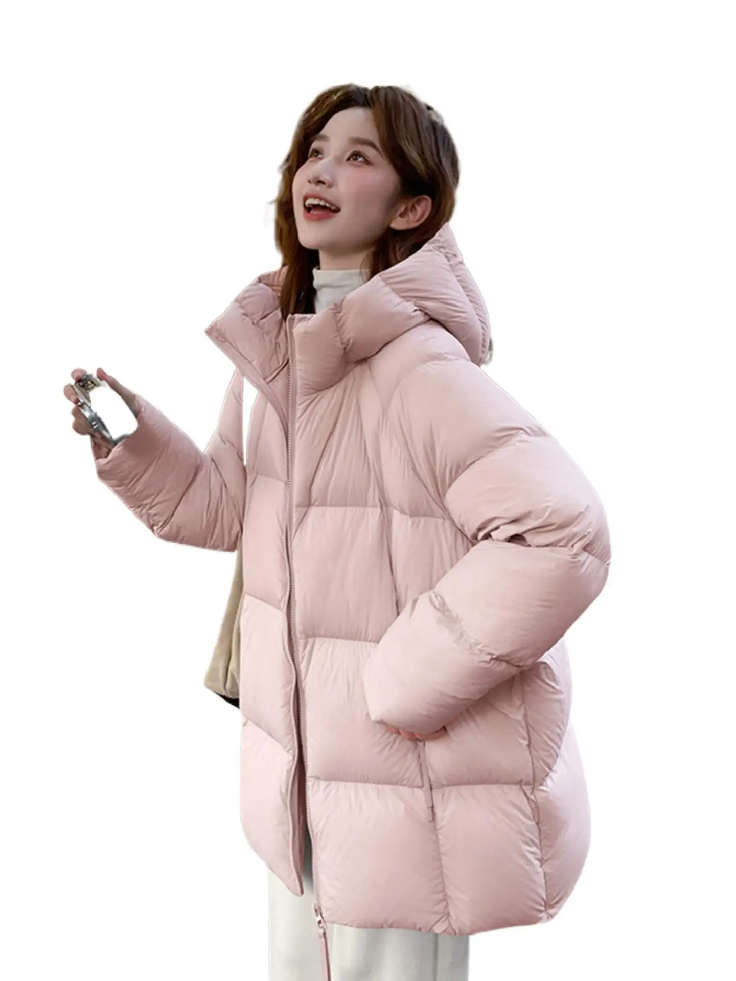 Small Down Jacket for Women Medium to Long 2025 New Style Puff Cotton Jacket Slimming Cotton Jacket Thickened Solid Color