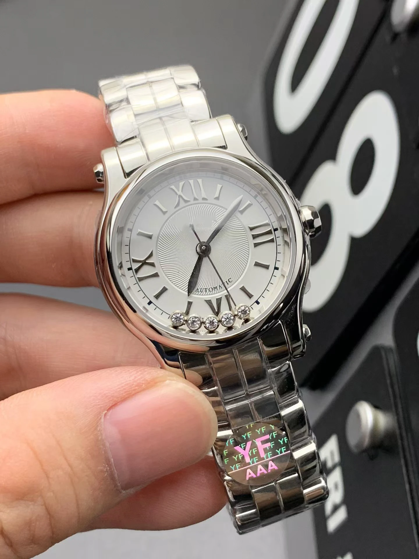 Happy Diamond series men\'s and women\'s automatic quartz machine stainless steel watch strap leisure business waterproof