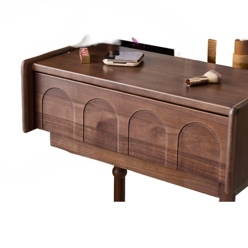 Solid wood dresser, black walnut, retro bedroom desk, small bedside makeup table with drawers