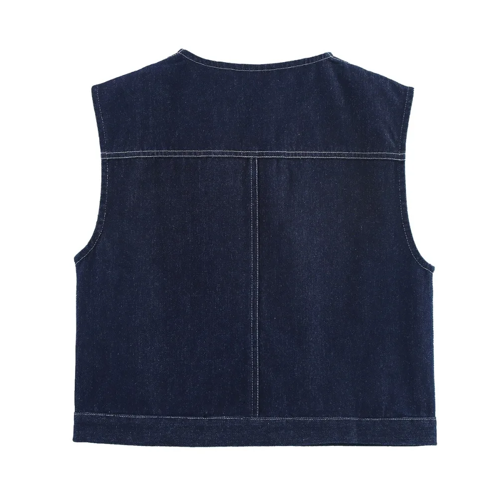 Herfst Casual Denim Vest Jas voor Vrouwen Solid Single Breasted Mouwloos Vest Korte Vest Jassen Office Lady Uitloper 2025