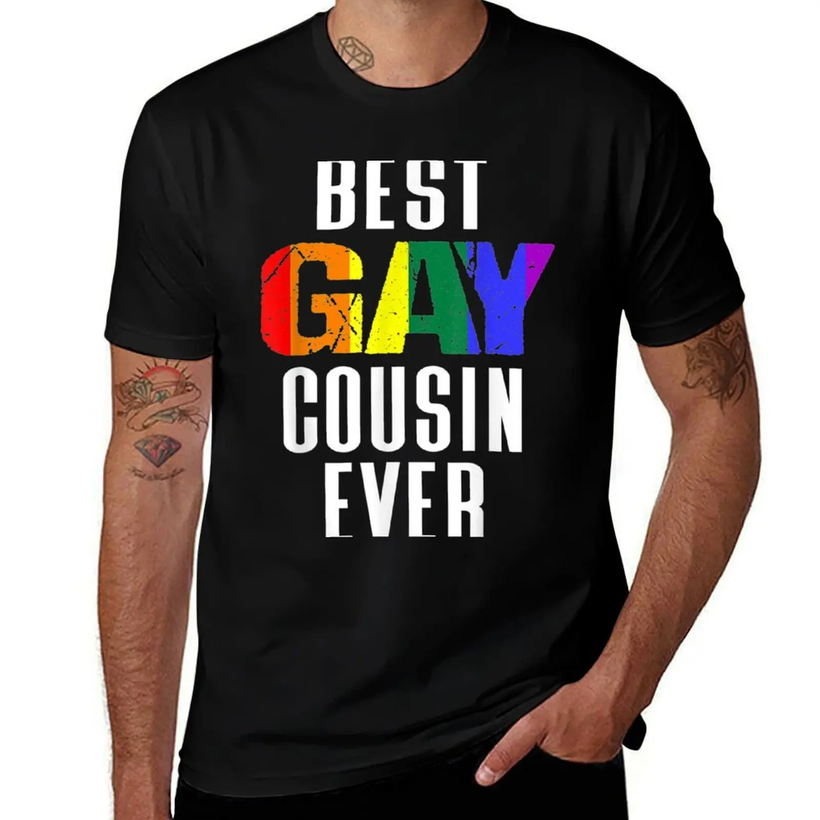 Best Gay Cousin Ever LGBT Pride T-Shirt Stylish Graphic Short Sleeve Top