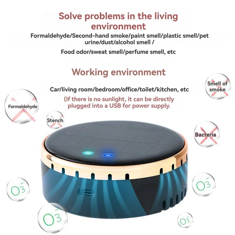 Air Purifier Solar Powered Usb Dual Powered Removes Car Odor No Filter Needed Instant Odor Removal B-A009