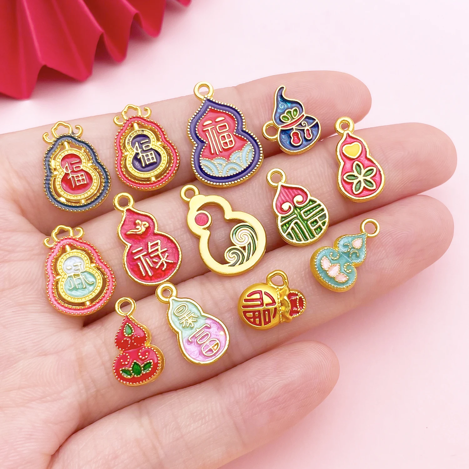 2pcs/20pcs Alloy Enamel Ancient Golden Gourd Series Pendant Jewelry Making DIY Earrings Charms for Jewelry Bracelets Necklace