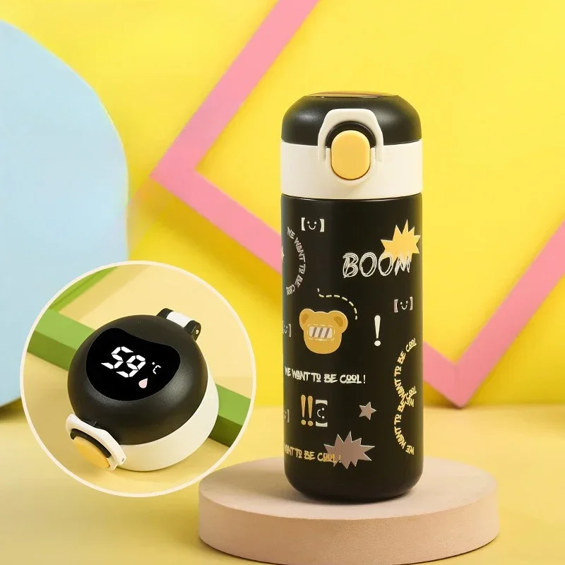 

480ML 316 Stainless Steel Children's Insulated Cup Cartoon Intelligent Direct Drinking Water Cup Portable Bouncing Cup