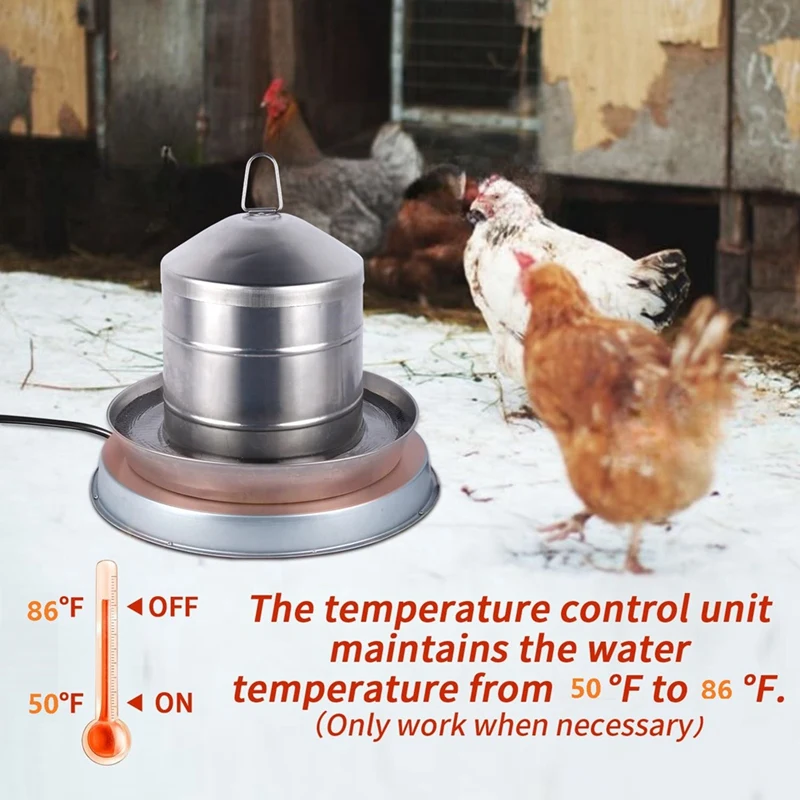 Base de água para aves aquecedor de frango com cabo de alimentação de 6,4 pés e termostato plugue americano 37X37x4cm