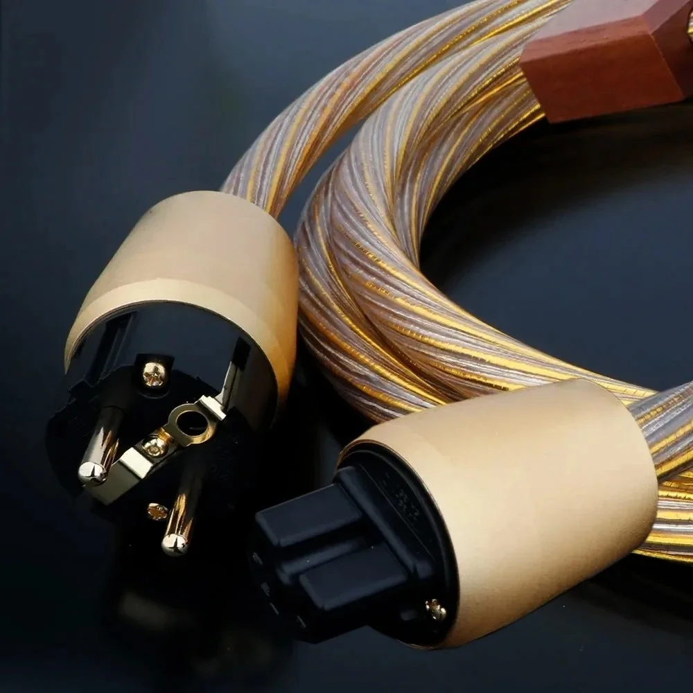 

Gold US/EU Standard Power Cable Hifi Schuko Power Cord Audio High Fidelity Fever Supply Line
