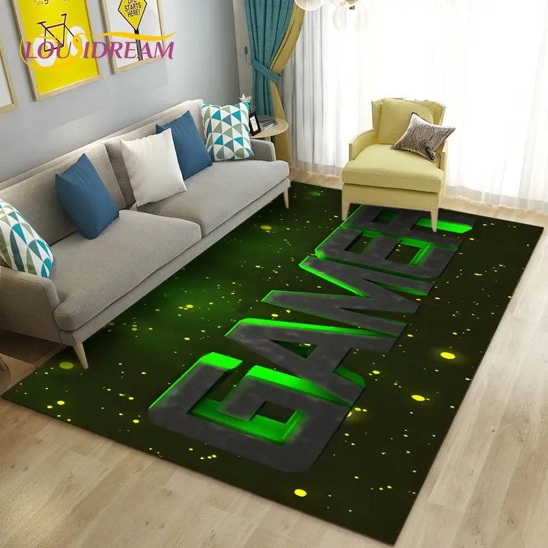 3D Cartoon Gamer Game Over Area Rug Large,Carpet Rug for Living Room Bedroom Sofa Doormat Decoration,Kid Play Non-slip Floor Mat